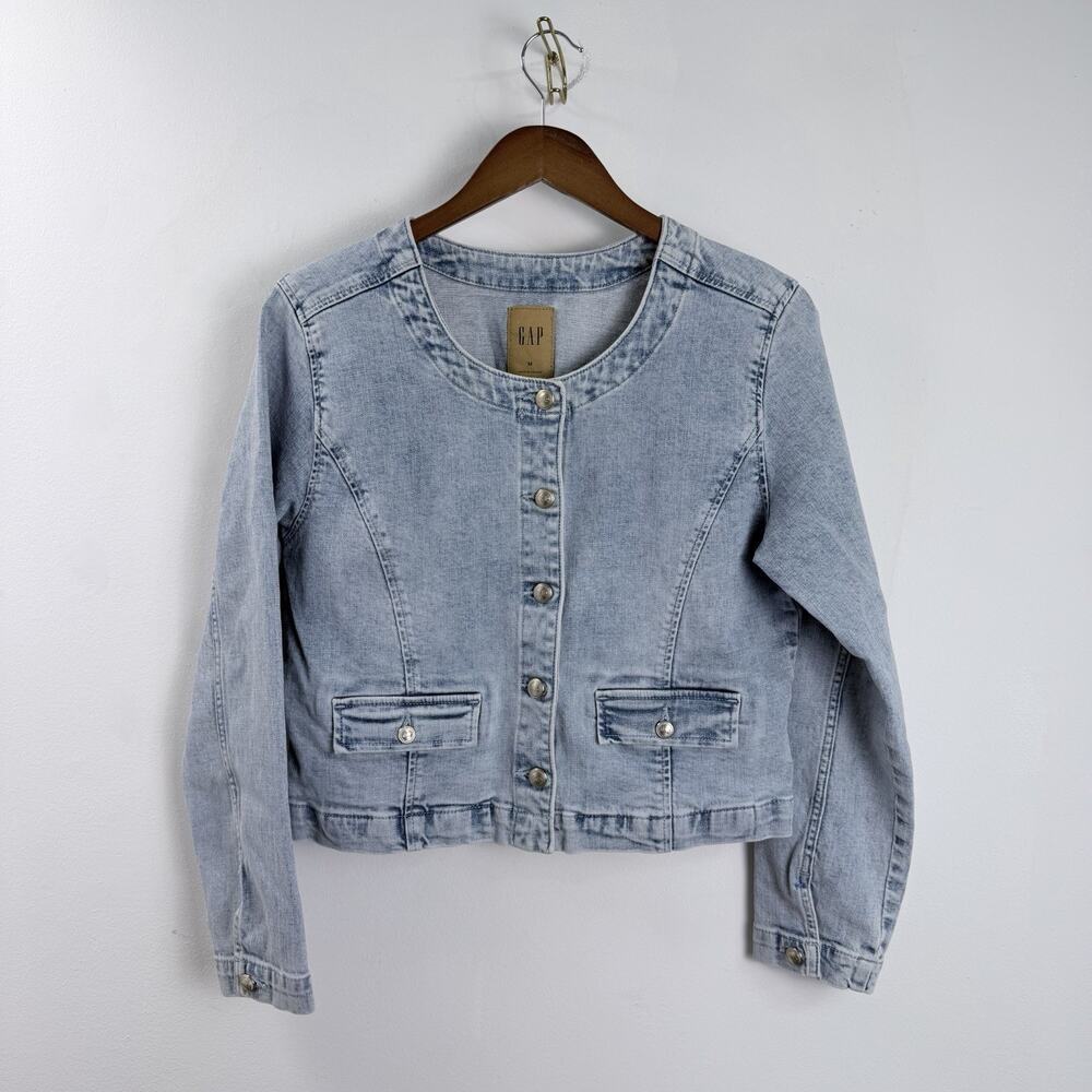 Women's Gap Jean Collarless Jacket Brand Size Medium Denim